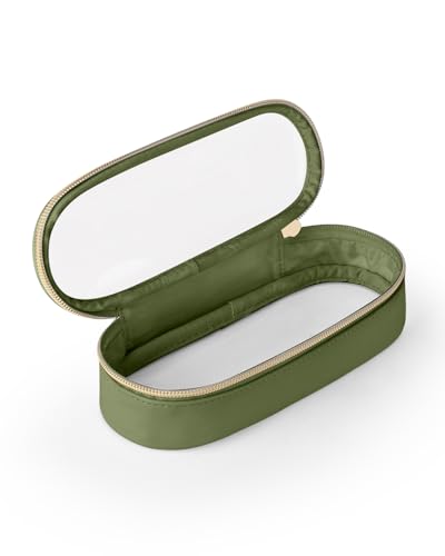 Soimeat Clear Travel Makeup Brush Holder, Leather Makeup Brush Toiletry Bag, Portable Cosmetic Brush Case, Transparent Waterproof Makeup Brush Storage Bag, Green - Image 1
