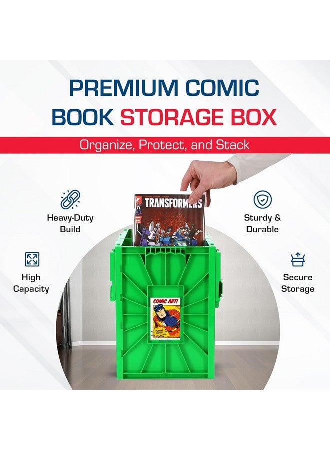 BCW BCW Short Comic Book Bin | Holds 150 Comics | Stackable Plastic Storage | Acid-Free Organizer | Green, 2 Pack  - Image 5