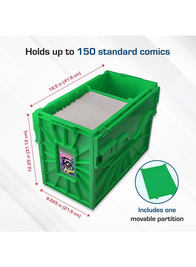 BCW BCW Short Comic Book Bin | Holds 150 Comics | Stackable Plastic Storage | Acid-Free Organizer | Green, 2 Pack  - Image 3