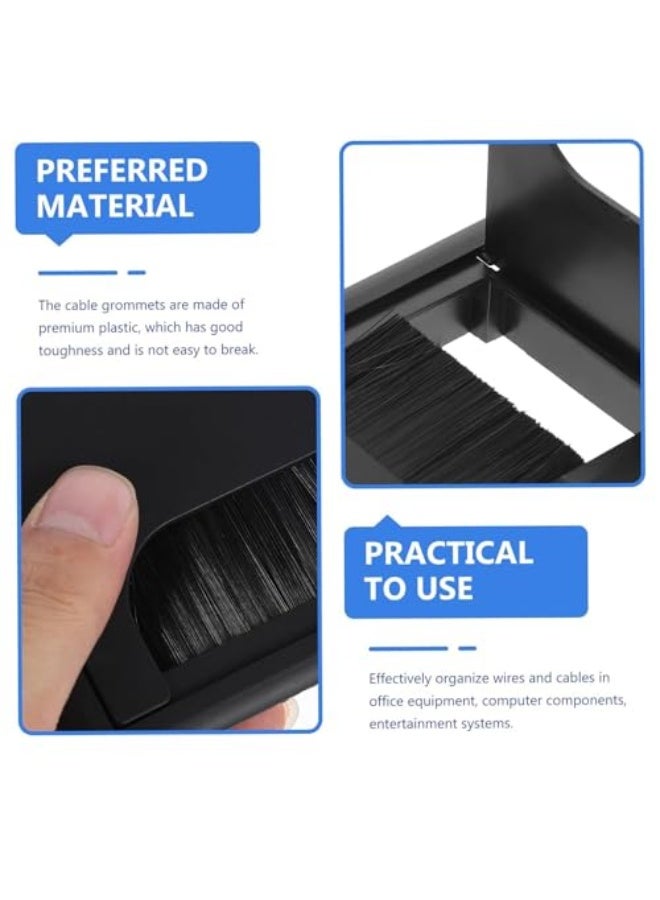 Joyzzz Desk Cable Hole Cover, 6 PCS Square Cable Hole Cover ABS Desk Grommet, Wire Organizer, Desk Cable Cord Cover with Brush, Desk Cord Grommets Wire Cable Hole Cover for Office - Image 2