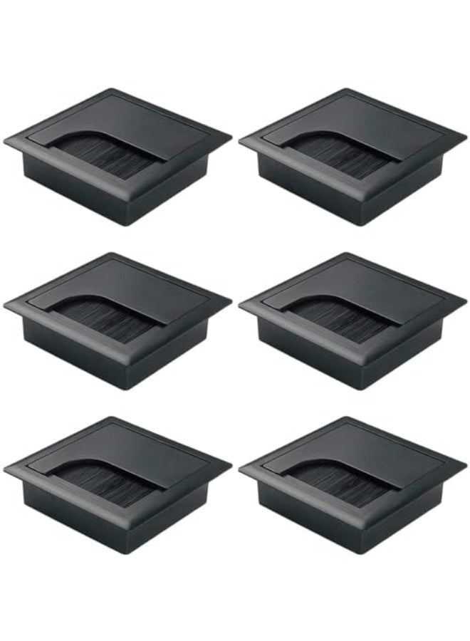 Joyzzz Desk Cable Hole Cover, 6 PCS Square Cable Hole Cover ABS Desk Grommet, Wire Organizer, Desk Cable Cord Cover with Brush, Desk Cord Grommets Wire Cable Hole Cover for Office - Image 1