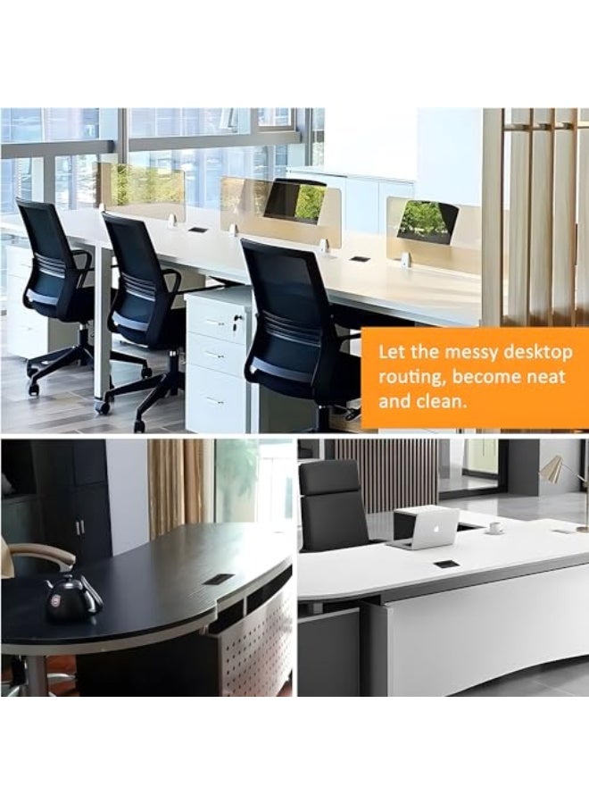 Joyzzz Desk Cable Hole Cover, 6 PCS Square Cable Hole Cover ABS Desk Grommet, Wire Organizer, Desk Cable Cord Cover with Brush, Desk Cord Grommets Wire Cable Hole Cover for Office - Image 5