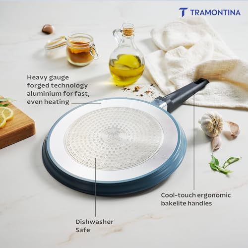 TRAMONTINA Aura Dosa Tawa 30cm | Reinforced Ceramic Non-Stick Cookware | Quick & Even Heating | Low-Oil Cooking | Bakelite Handle | Induction & Gas Compatible | Blueberry - Image 4
