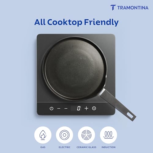 TRAMONTINA Aura Dosa Tawa 30cm | Reinforced Ceramic Non-Stick Cookware | Quick & Even Heating | Low-Oil Cooking | Bakelite Handle | Induction & Gas Compatible | Blueberry - Image 5
