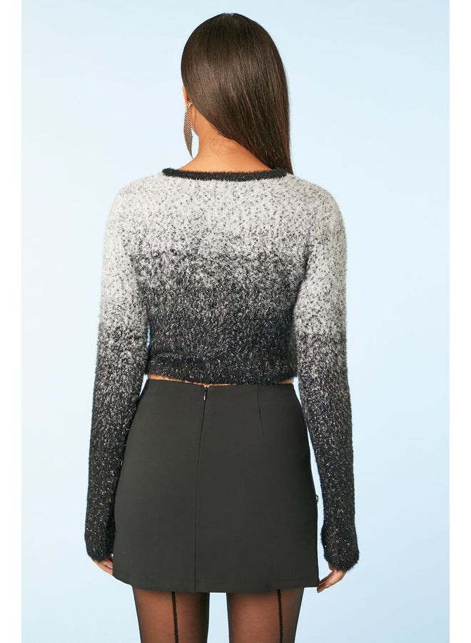 FOREVER 21 Fuzzy Ombre Cropped Sweater - Image 4