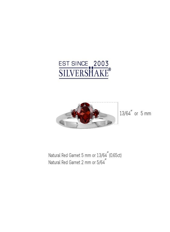 Silvershake Petite Natural Garnet White Gold Plated 925 Sterling Silver Promise Ring Size 7.5 - Image 3