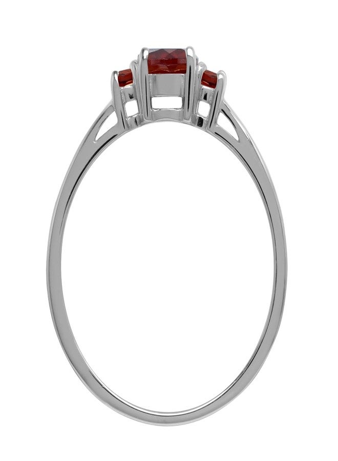 Silvershake Petite Natural Garnet White Gold Plated 925 Sterling Silver Promise Ring Size 7.5 - Image 4