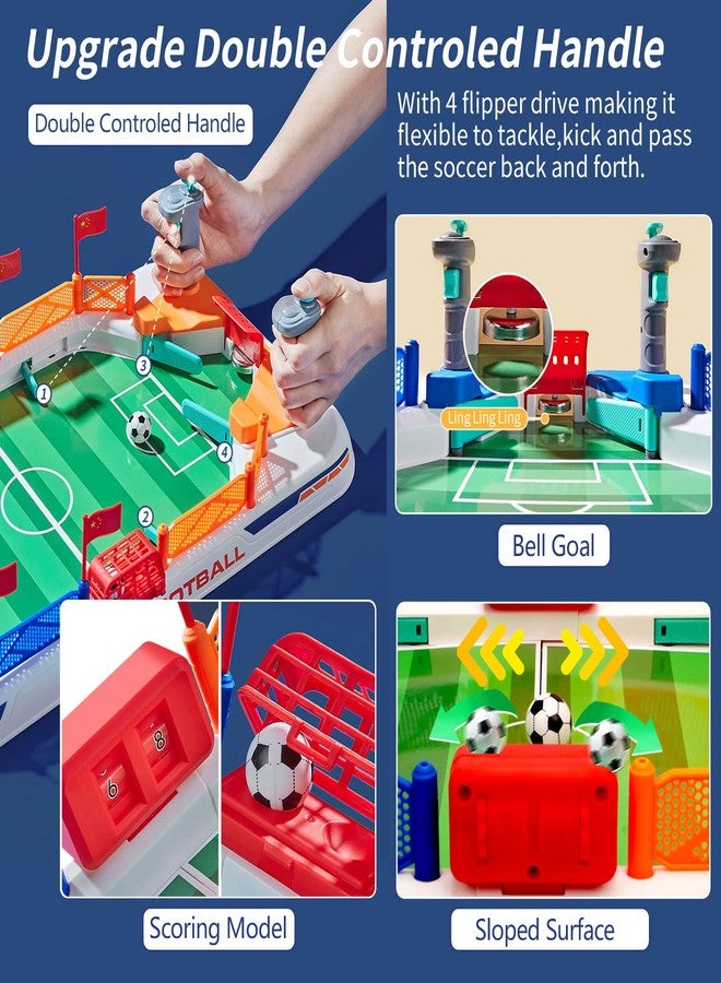 Couomoxa Upgrade Mini Football Games with 4 Flipper Drive Simulate Mini Tabletop Soccer Sport Board Game Educational Interactive Play Toy Gift for Boys,Girls Ages 3+ Adults - Image 3