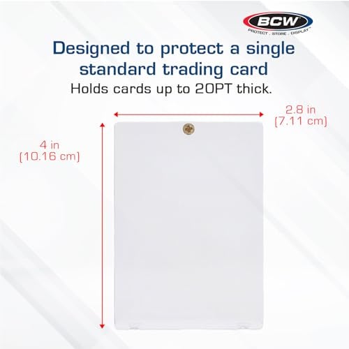 BCW 1 Screw Card Holder (10 Pack, 20PT) | Screw Down Card Holder | Standard Trading Card Protector | Clear 2-Piece Polystyrene Case with Brass Screw - Image 3
