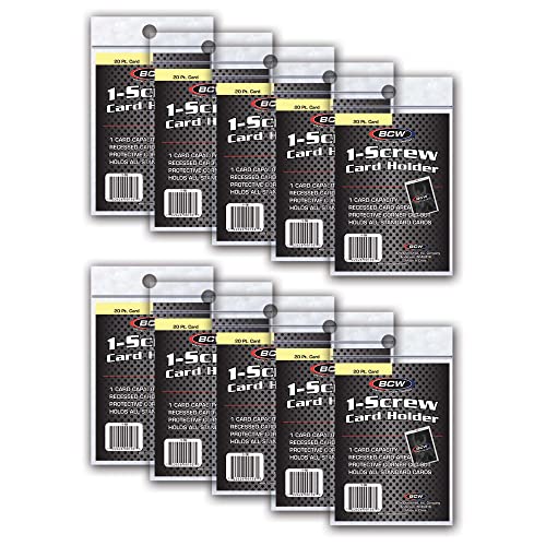 BCW 1 Screw Card Holder (10 Pack, 20PT) | Screw Down Card Holder | Standard Trading Card Protector | Clear 2-Piece Polystyrene Case with Brass Screw - Image 1