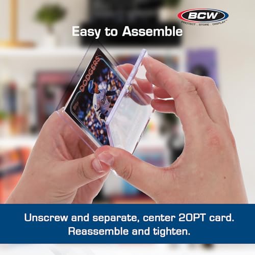 BCW 1 Screw Card Holder (10 Pack, 20PT) | Screw Down Card Holder | Standard Trading Card Protector | Clear 2-Piece Polystyrene Case with Brass Screw - Image 5