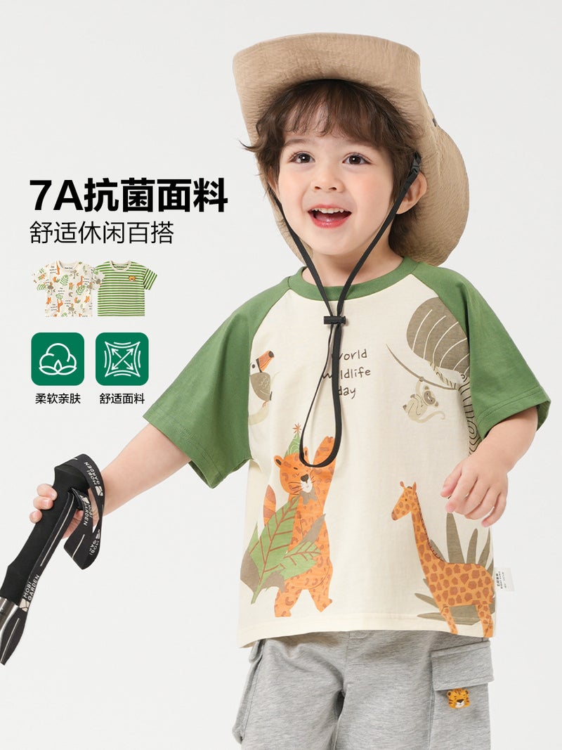 Right European Boy'S Antibacterial Short-Sleeved T-Shirt Summer Wear Summer Children'S Wear Children'S Baby Boy'S Top Summer Thin Base Shirt - Image 3