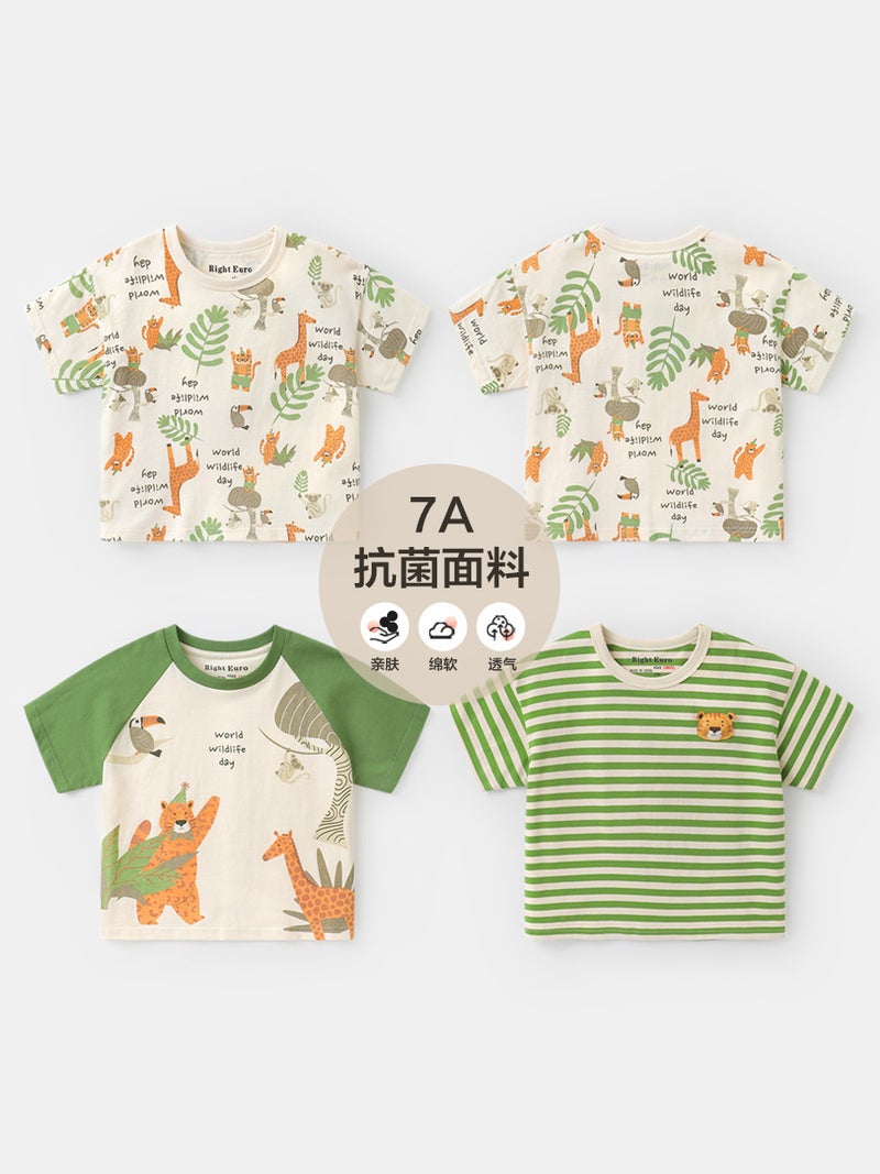 Right European Boy'S Antibacterial Short-Sleeved T-Shirt Summer Wear Summer Children'S Wear Children'S Baby Boy'S Top Summer Thin Base Shirt - Image 5
