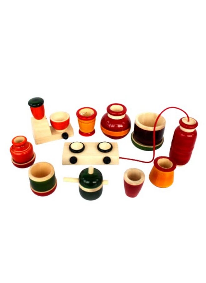 Smartcraft Smartcraft "Made in India" Kitchen Set Premium, Wooden Modern Kitchen Set Toys for Kids- Multicolor  - Image 5