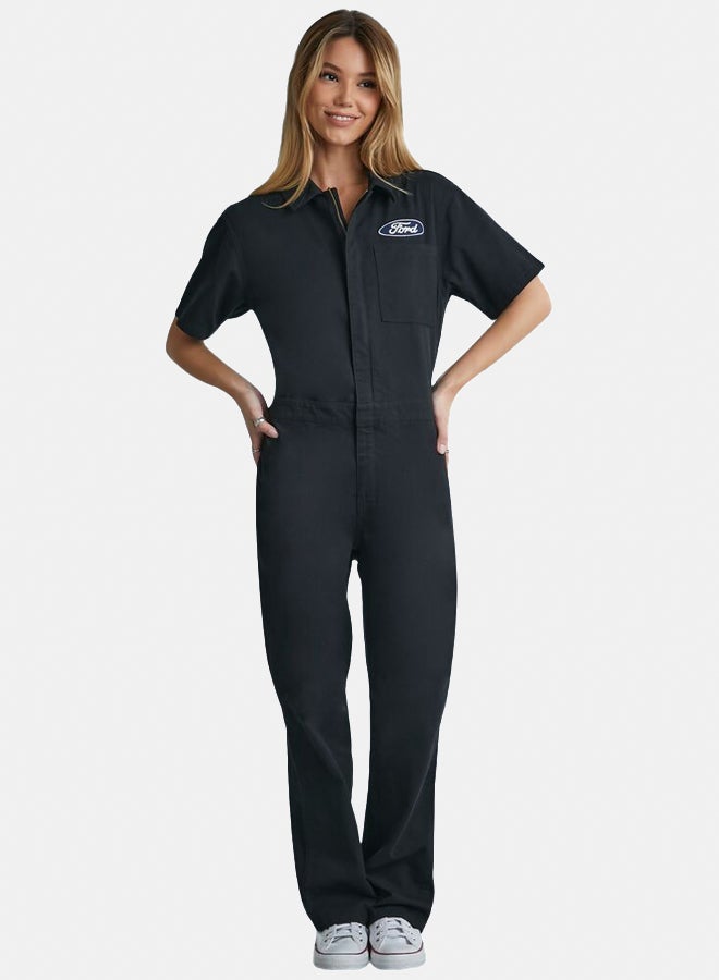 FOREVER 21 Embroidered Ford Patch Coveralls - Image 1
