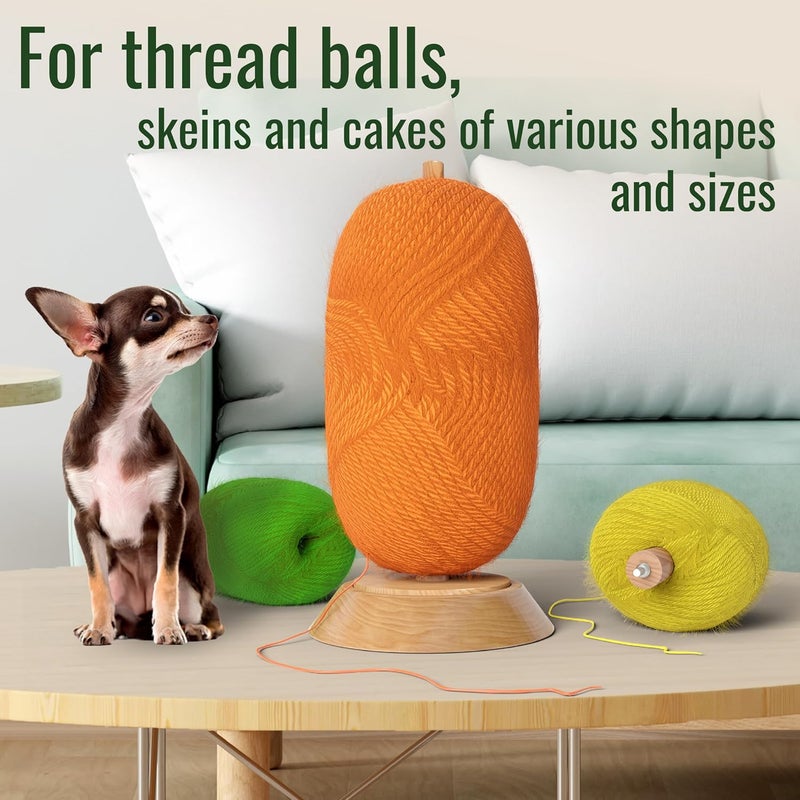Barva Yarn Holder Set 22 Lb Capacity for Chunky Yarn w/Extra Spindle | Smooth Bearing Spinner & Big Rubber Anti Slip Pads for Stability | European Wood Crochet Accessories & Fiber Crafts Pro Tools - Image 2