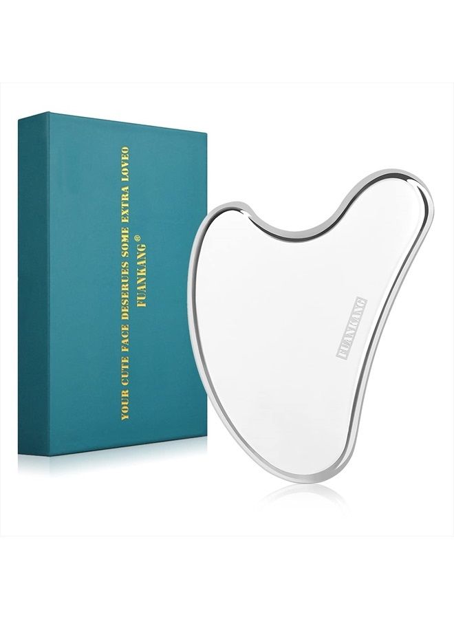 FUANKANG Gua Sha Facial Tools Stainless Steel Scraping Massage Tool for Face Stainless Steel Gua Sha Tool with Travel Pouch - Image 1
