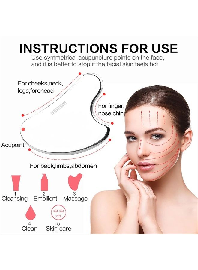 FUANKANG Gua Sha Facial Tools Stainless Steel Scraping Massage Tool for Face Stainless Steel Gua Sha Tool with Travel Pouch - Image 5