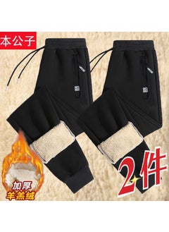 Generic Men's autumn and winter all-matching loose ankle-tied cashmere fleece-lined pants 2023 new outdoor warm pants 1/2 pieces  - Image 5