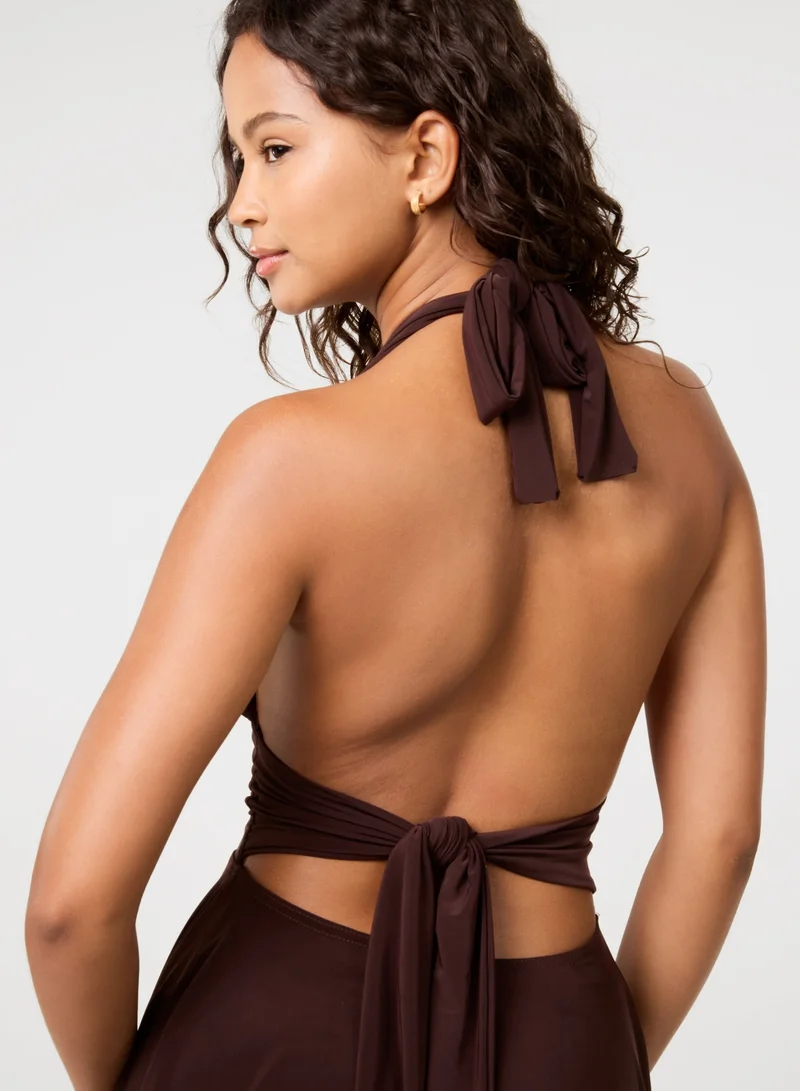 Pink Vanilla Slinky Halter Mini Dress