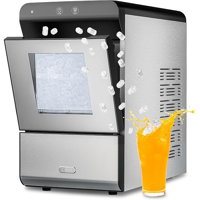 Gevi V2.0 Countertop Gemi Nugget Ice Maker | Self-Cleaning Pellet Ice Machine | Stainless Steel Housing |16.7''H Fits Perfectly Under Wall Cabinet | Silver with Viewing Window - Image 1