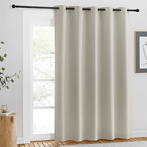 NICETOWN Blackout Natural Curtain for Living Room  Grommet Thermal Insulated Solid Room Darkening Thermal Curtain Drape Sound Reducing for BedroomLiving Room 1 Panel W66 x L84