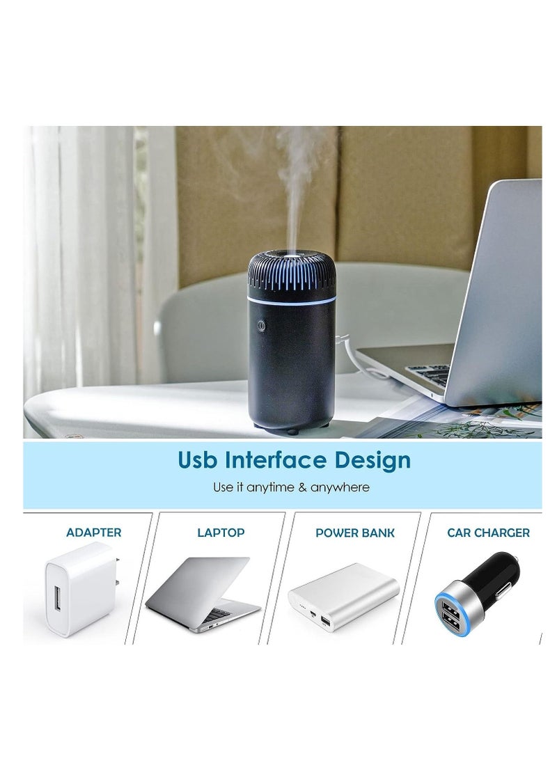 XQ Car Diffuser USB Mini Humidifier Ultrasonic Essential Oil Cool Mist Air Freshener Car Office Bedroom Home Black  - Image 3