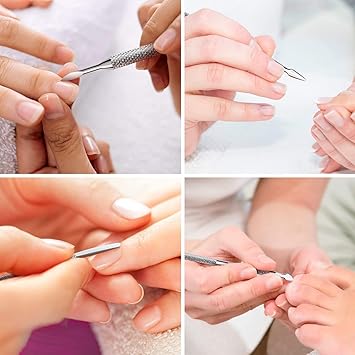 HUPOO Cuticle Pusher and Cutter Set Dead Skin Nail Cleaner Tools Professional Stainless Steel Cuticle Remover Durable Pedicure Manicure Tools for Fingernails and Toenails4 PcsSet - Image 5