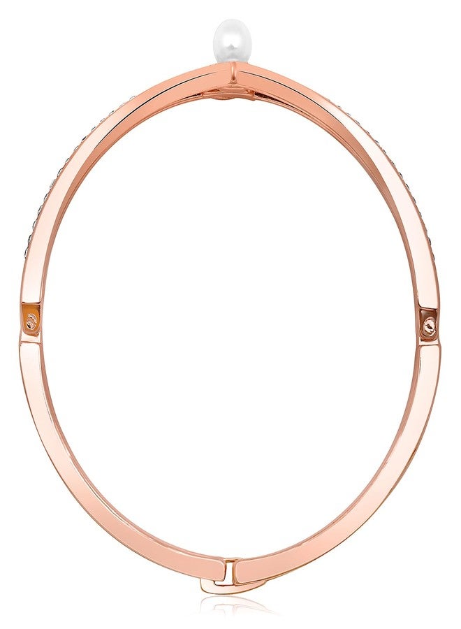 Peora Rose Gold Plated Cubic Zirconia Studded Openable Fancy Bracelet Contemporary Jewellery for Women & Girls - Image 5