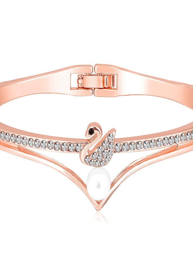 Peora Rose Gold Plated Cubic Zirconia Studded Openable Fancy Bracelet Contemporary Jewellery for Women & Girls - Image 3