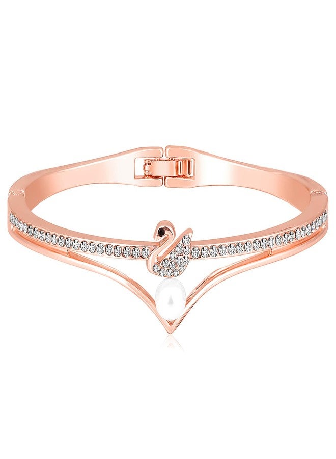 Peora Rose Gold Plated Cubic Zirconia Studded Openable Fancy Bracelet Contemporary Jewellery for Women & Girls - Image 1