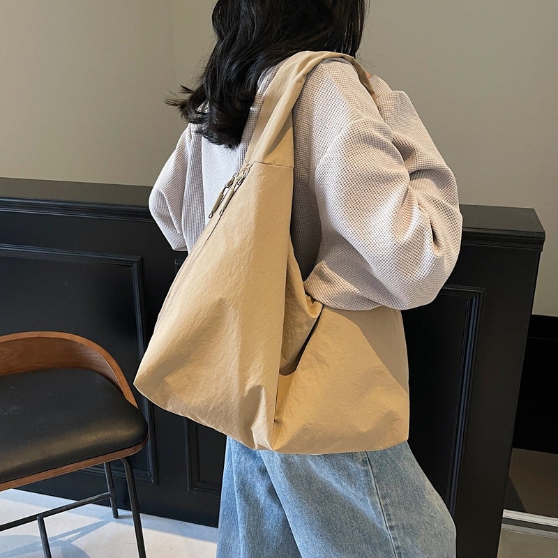 Large Capacity Tote Bag for Women - Simple Solid Color Shoulder Bag - Image 3