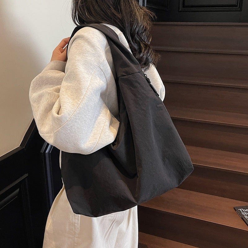 Large Capacity Tote Bag for Women - Simple Solid Color Shoulder Bag - Image 4