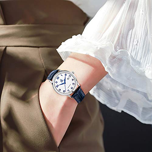 SHENGKE SK Classic Easy Read Watch for Women with Genuine Leather Band Ladies Calendar Watch（Arabic-Leather - Image 5