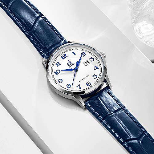 SHENGKE SK Classic Easy Read Watch for Women with Genuine Leather Band Ladies Calendar Watch（Arabic-Leather - Image 3