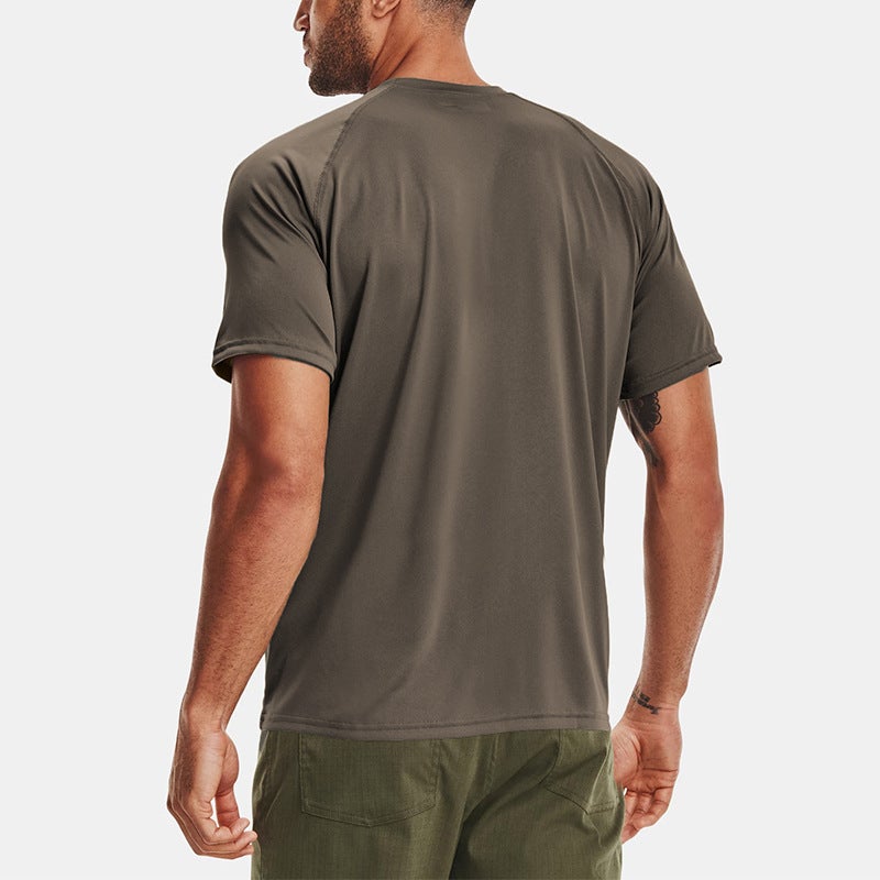 Summer Quick-Dry Ice Silk T-shirt Mens Breathable Loose Sports Top Gray - Image 3