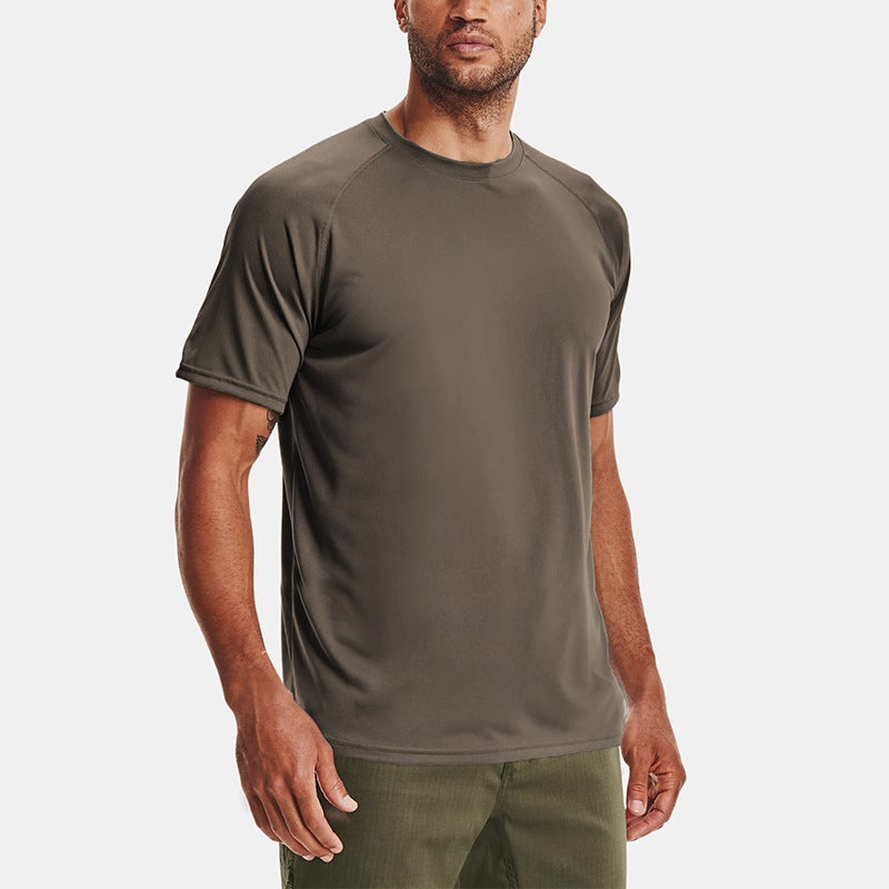 Summer Quick-Dry Ice Silk T-shirt Mens Breathable Loose Sports Top Gray - Image 4