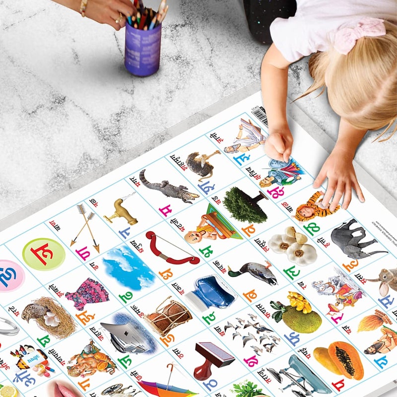 GoWoo Set of 2 Multiplication Table 1-20 and Marathi Varnamala (Marathi) Early Learning Educational Charts for Kids | 20"X30" inch |Non-Tearable and Waterproof | Double Sided Laminated | Perfect for Homeschooling, Kindergarten and Nursery Students - Image 5