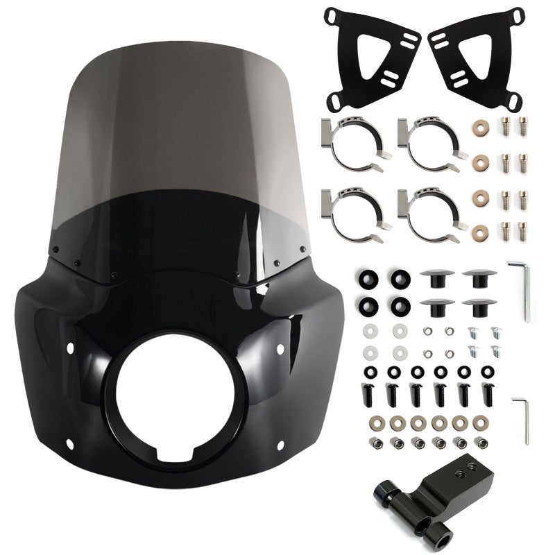 FATECIM Motorcycle 575 Headlight Fairing with 15 Smoke Windshield Windscreen  4858mm Mounting Kit Headlight Extension Block For Harley 2018 2019 2020 2021 2022 Softail FXBB Street Bob