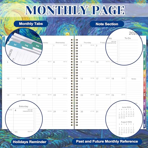 BooQool 2026-2027 Planner - 9" x 11" Weekly and Monthly Academic Planner 2026-2027 from JUL. 2026 to JUN. 2027, 26-27 Academic Planner with Monthly Tabs, Twin-Wire Binding, Inner Pocket - Image 3