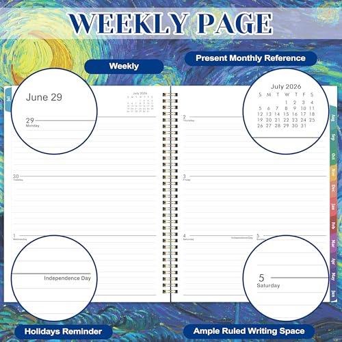 BooQool 2026-2027 Planner - 9" x 11" Weekly and Monthly Academic Planner 2026-2027 from JUL. 2026 to JUN. 2027, 26-27 Academic Planner with Monthly Tabs, Twin-Wire Binding, Inner Pocket - Image 4