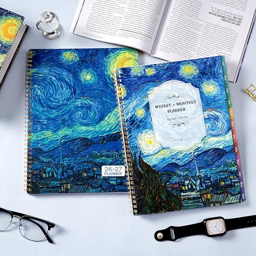 BooQool 2026-2027 Planner - 9" x 11" Weekly and Monthly Academic Planner 2026-2027 from JUL. 2026 to JUN. 2027, 26-27 Academic Planner with Monthly Tabs, Twin-Wire Binding, Inner Pocket - Image 2