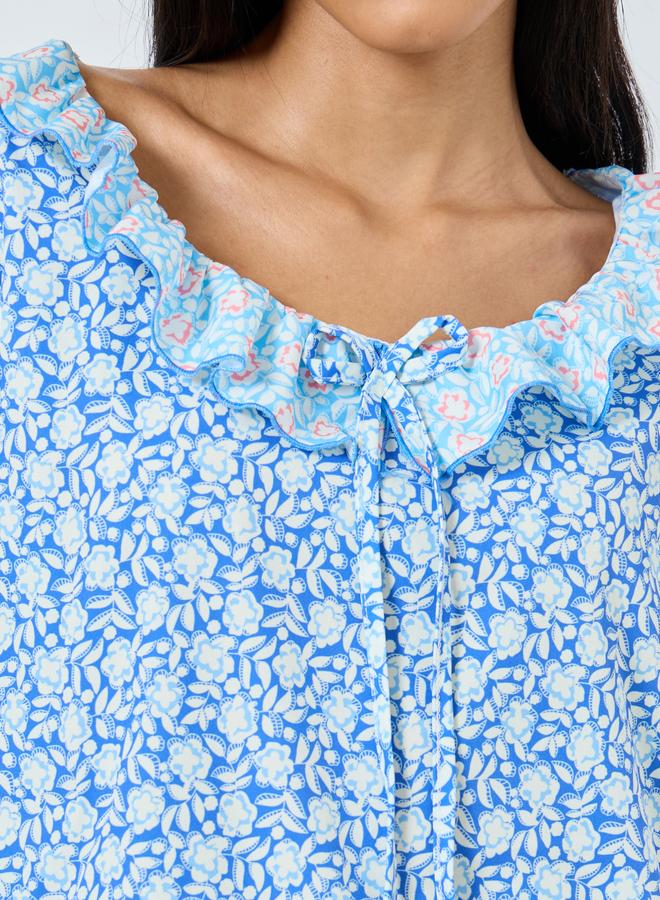 ستايلي طقم من بنطال بيجاما وبلوزة بطبعة زهور - Image 4