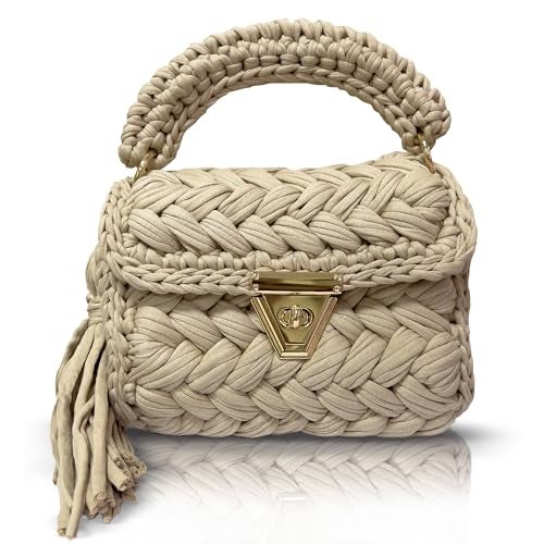 CHQEL Evening Clutch Bag for Women, Handmade Crochet Wedding Party Purse, Small Flap Formal Crossbody Handbag Evening Clutch (CIMEN) - Image 1