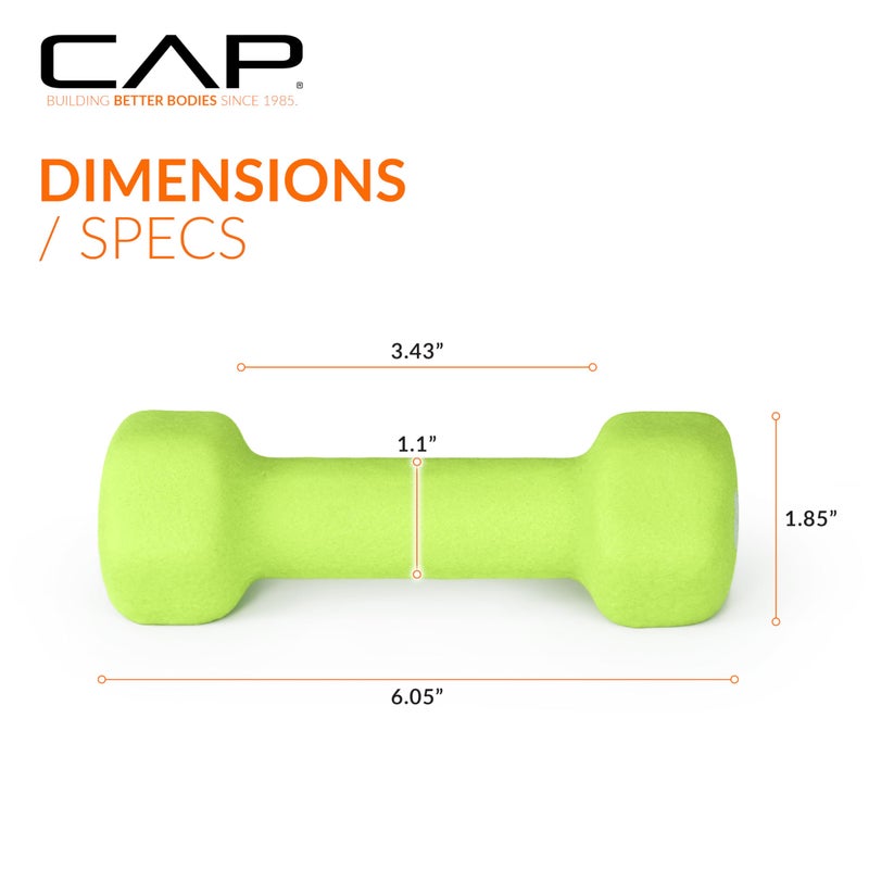 CAP Neoprene Dumbbell Weights, 2 lb Pair, Chartreuse - Image 3
