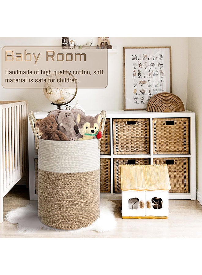 Cotton Rope Laundry Basket, Woven Basket, 58L Large Capacity, Environmentally Friendly Weaving, Suitable for Cleaning Dirty Clothes/Toys/Blankets/Bathroom/Bedroom/Living Room (Beige) - Image 2