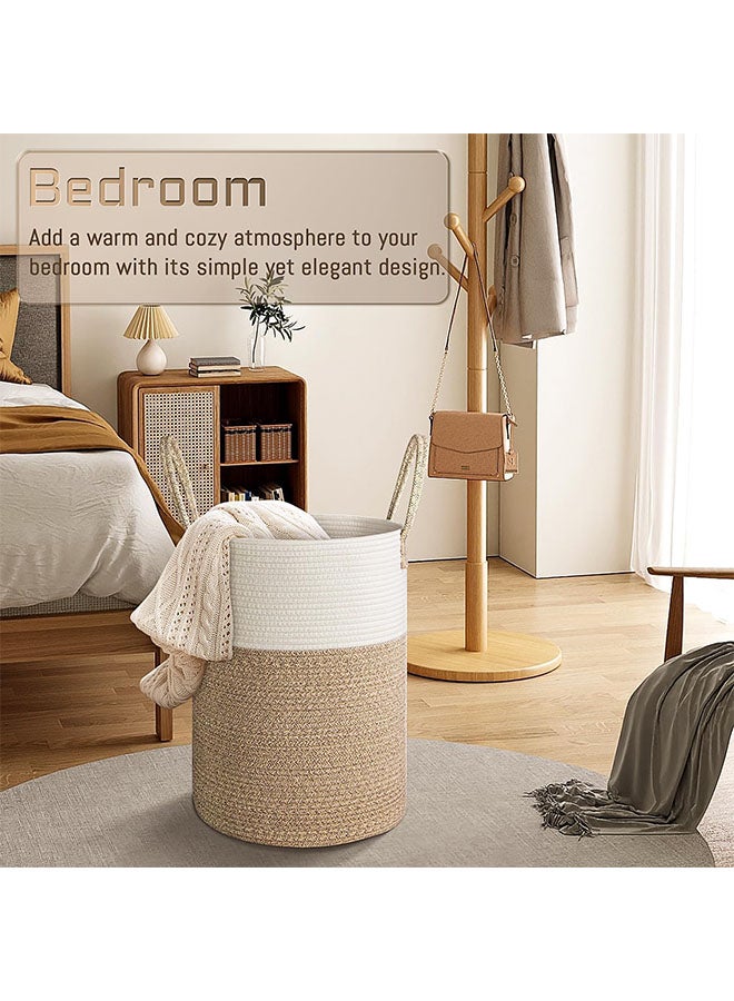 Cotton Rope Laundry Basket, Woven Basket, 58L Large Capacity, Environmentally Friendly Weaving, Suitable for Cleaning Dirty Clothes/Toys/Blankets/Bathroom/Bedroom/Living Room (Beige) - Image 4
