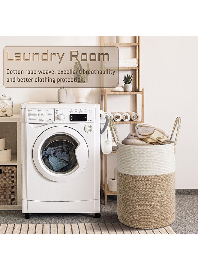 Cotton Rope Laundry Basket, Woven Basket, 58L Large Capacity, Environmentally Friendly Weaving, Suitable for Cleaning Dirty Clothes/Toys/Blankets/Bathroom/Bedroom/Living Room (Beige) - Image 3
