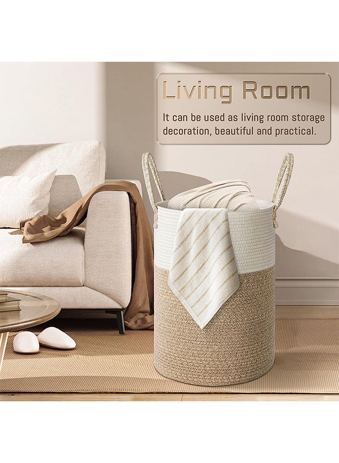 Cotton Rope Laundry Basket, Woven Basket, 58L Large Capacity, Environmentally Friendly Weaving, Suitable for Cleaning Dirty Clothes/Toys/Blankets/Bathroom/Bedroom/Living Room (Beige) - Image 5