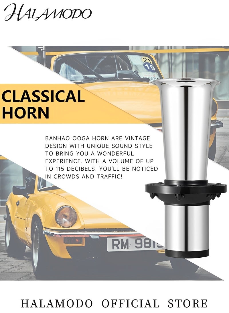 2PCS Car Air Horn Set Classical Car Horn 12V Vintage Horn Old Style Loud Ahooga Horn Car Electrical Horn Retro Design Whistle Horn for Auto & Truck & Golf Cart Car - Image 2